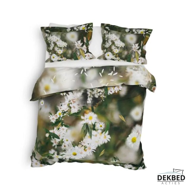 Dekbedovertrek witte bloemen
