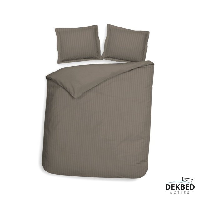 Dekbedovertrek taupe strepen