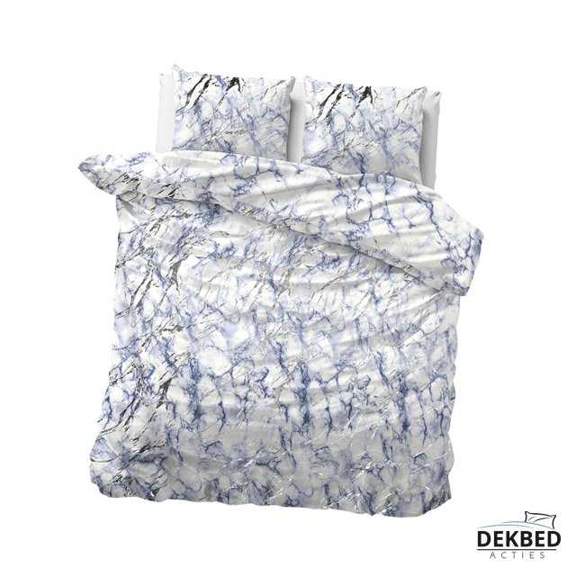 Dekbedovertrek marmer blauw