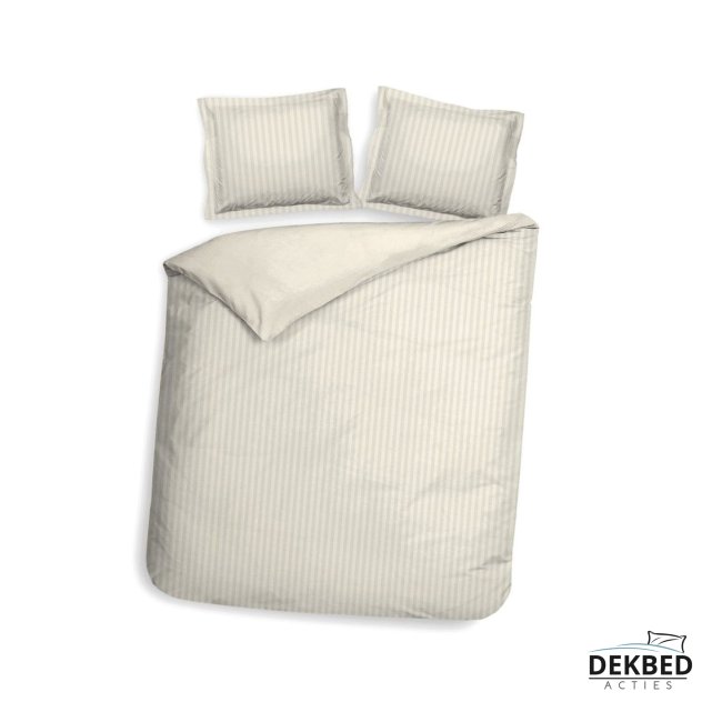 Dekbedovertrek creme strepen