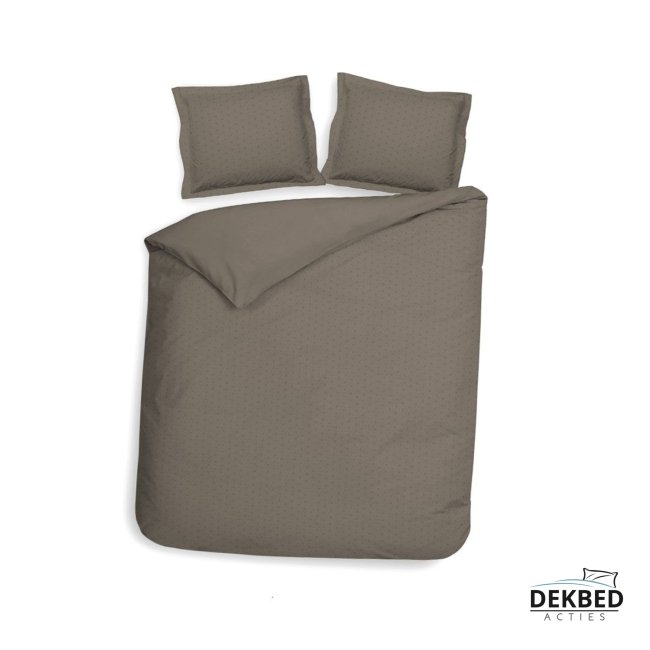 Dekbedovertrek stippen taupe