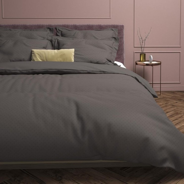Dekbedovertrek Uni Stippen Blauw Grijs op bed