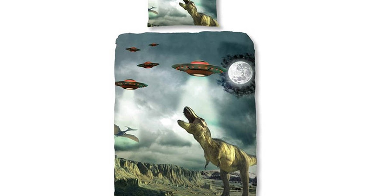 Happy Linen Company Meisjes Kids Dinosaur Park Jurassic Roze T-Rex Dino Strepen Wit Eenpersoons Hoeslaken Beddengoed