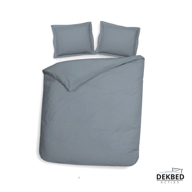 Dekbedovertrek blauw-grijs stippen