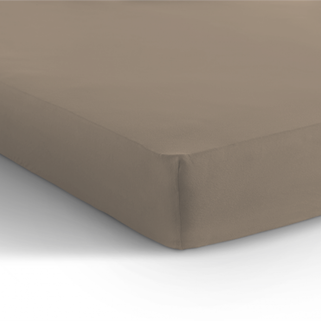 Dubbel jersey hoeslaken okerbruin/taupe (katoen)